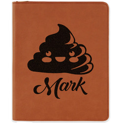 Poop Emoji Leatherette Zipper Portfolio with Notepad (Personalized)