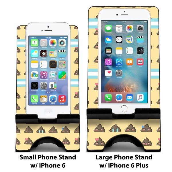 Poop Emoji Compare Phone Stand Sizes - with iPhones