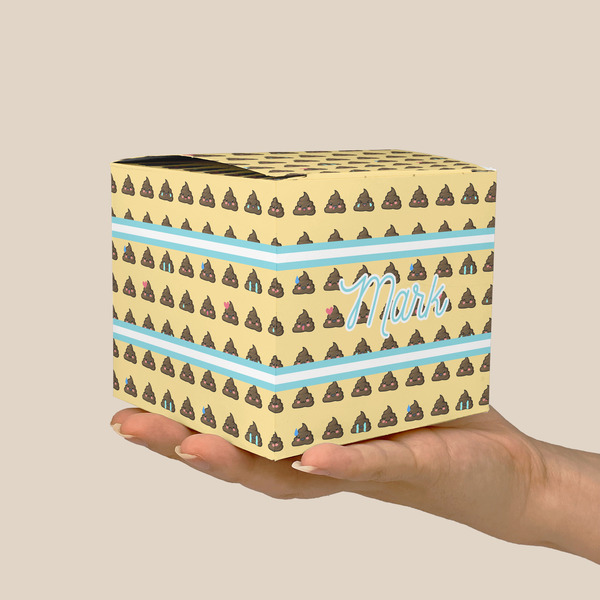 Poop Emoji Cube Favor Gift Box - On Hand - Scale View