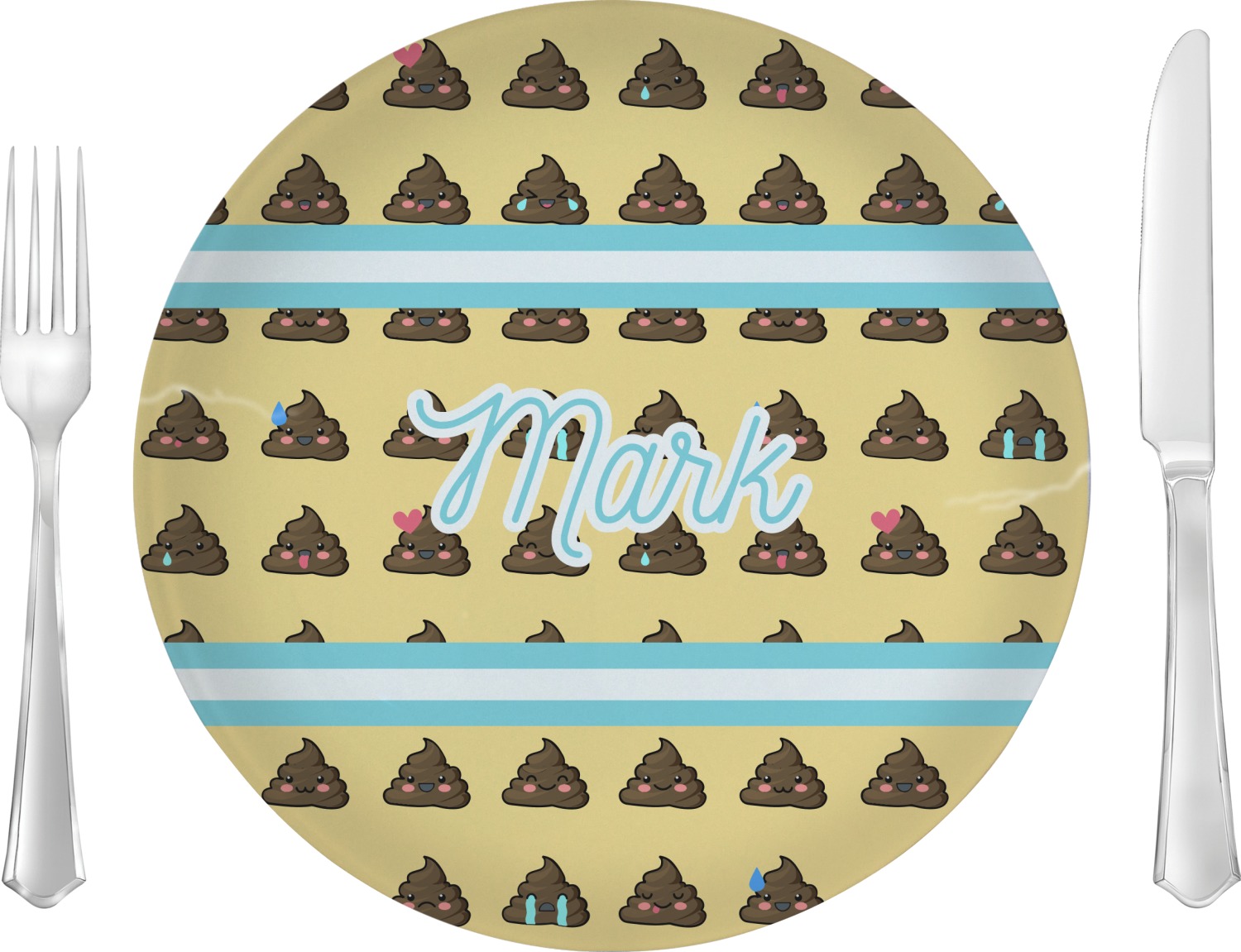 Poop Emoji Glass Lunch / Dinner Plate 10" (Personalized) YouCustomizeIt