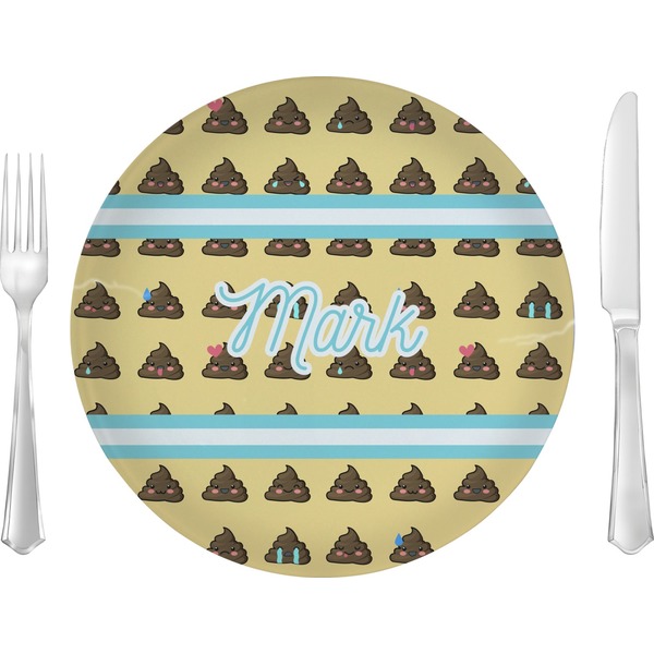 Custom Poop Emoji 10" Glass Lunch / Dinner Plates - Single or Set (Personalized)