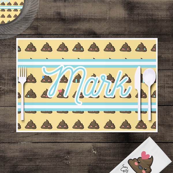 Poop Emoji Disposable Paper Placemat - In Context