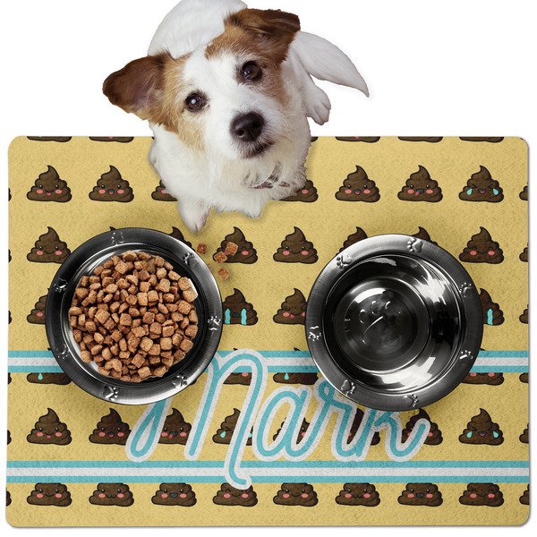 Custom Poop Emoji Dog Food Mat - Medium w/ Name or Text