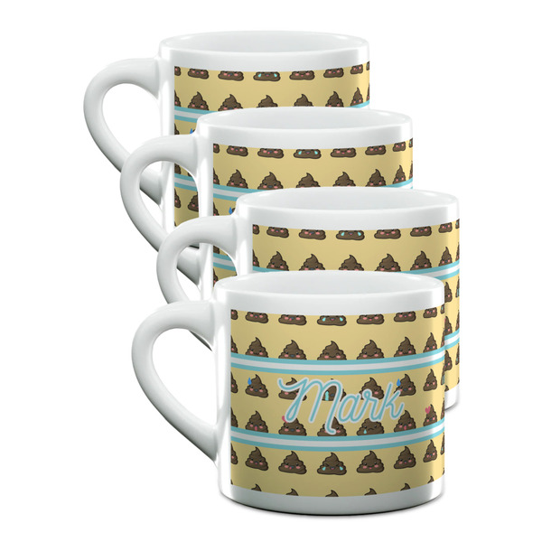 Custom Poop Emoji Double Shot Espresso Cups - Set of 4 (Personalized)