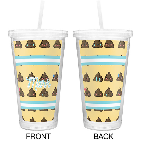 Poop Emoji Double Wall Tumbler with Straw - Approval