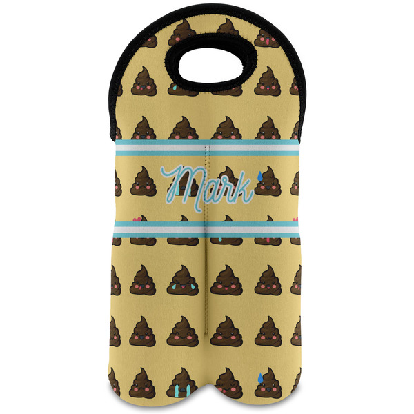 Custom Poop Emoji Wine Tote Bag (2 Bottles) (Personalized)
