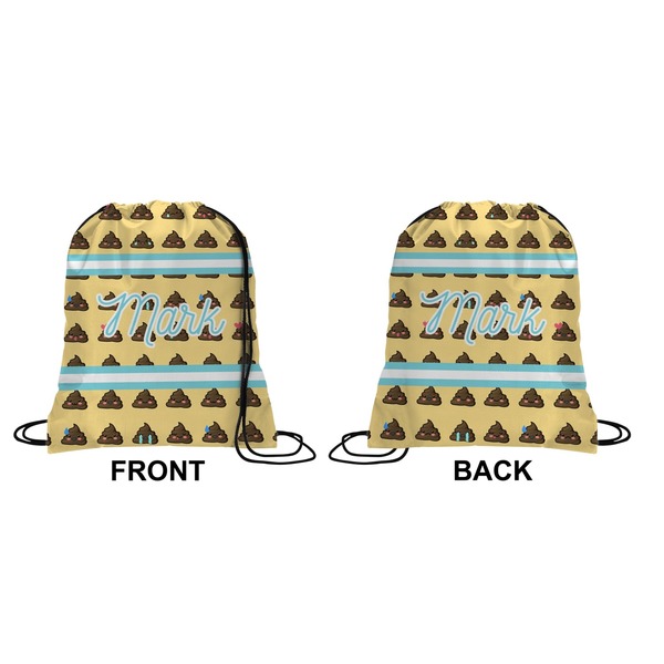 Poop Emoji Drawstring Backpack Front & Back Medium