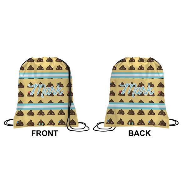 Poop Emoji Drawstring Backpack Front & Back Small