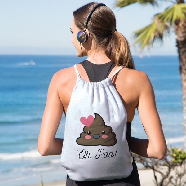 Poop Emoji Drawstring Backpacks - Sweatshirt Fleece - Single Sided - LIFESTYLE