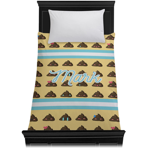 Poop Emoji Duvet Cover - Twin XL - On Bed - No Prop