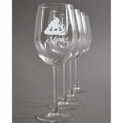 Poop Emoji Wine Glasses (Set of 4) (Personalized)