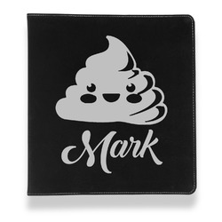 Poop Emoji Leather Binder - 1" - Black (Personalized)
