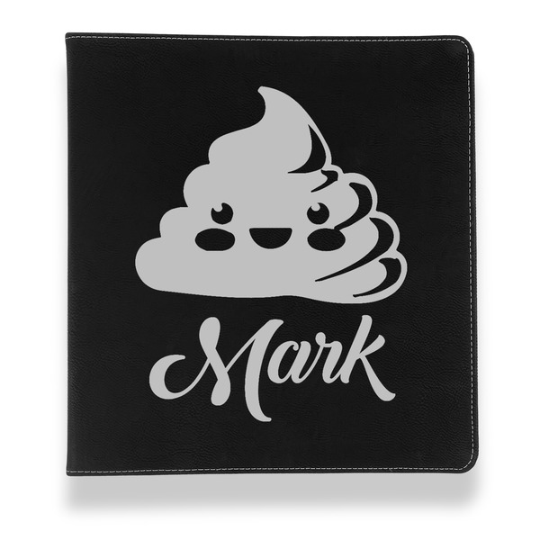 Custom Poop Emoji Leather Binder - 1" - Black (Personalized)