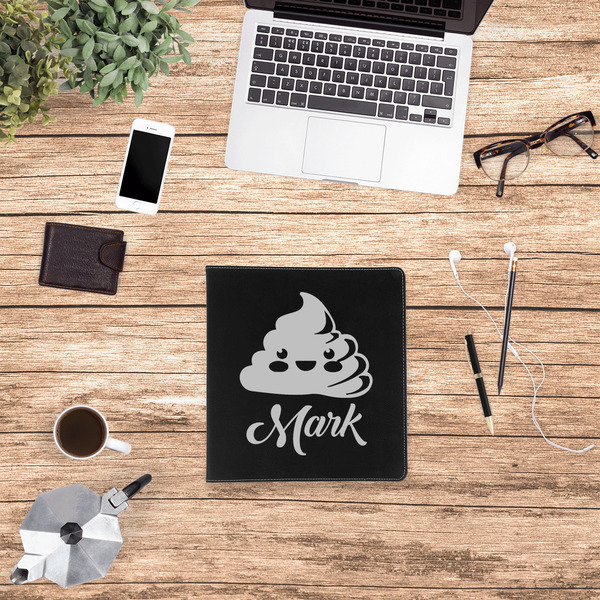 Poop Emoji Leather Binder - 1" - Black - Lifestyle