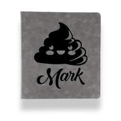 Poop Emoji Leather Binder - 1" - Grey (Personalized)