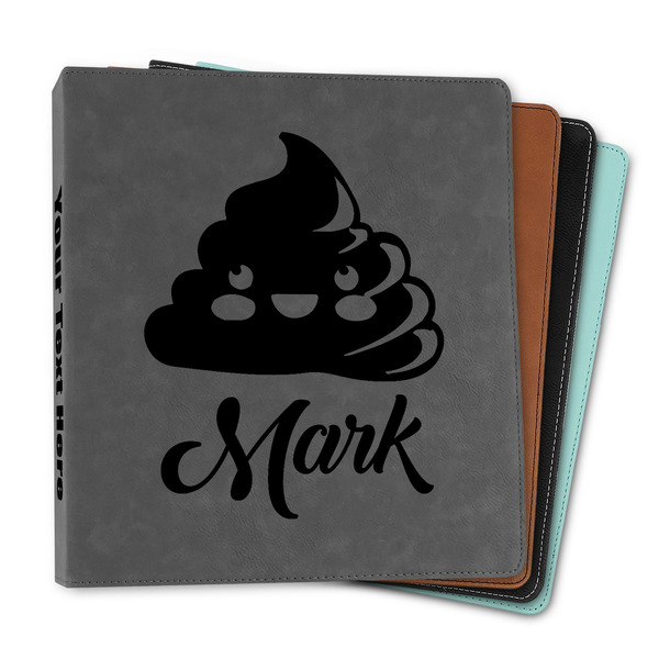 Custom Poop Emoji Leather Binder - 1" (Personalized)