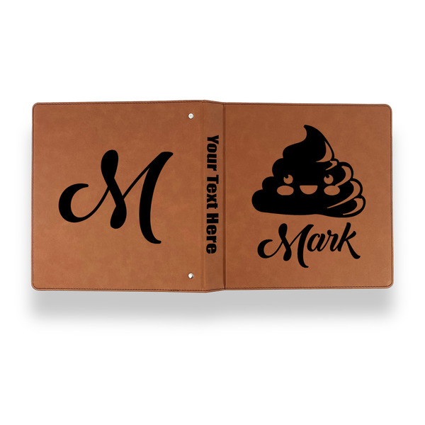 Poop Emoji Leather Binder - 1" - Rawhide - Back Spine Front View
