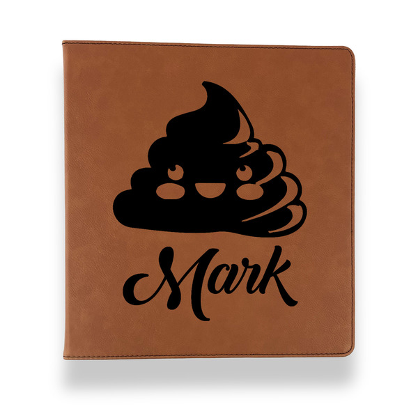 Poop Emoji Leather Binder - 1" - Rawhide - Front View
