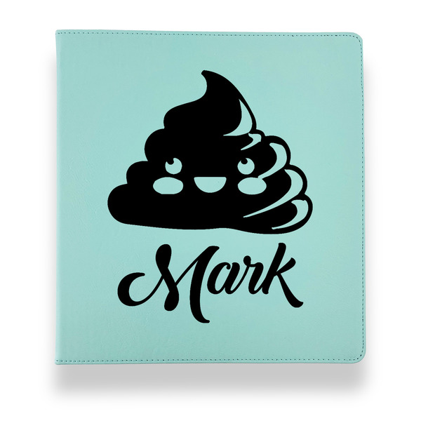 Custom Poop Emoji Leather Binder - 1" - Teal (Personalized)