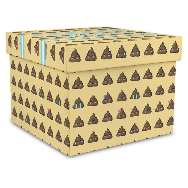 Custom Poop Emoji Gift Box with Lid - Canvas Wrapped - XX-Large (Personalized)