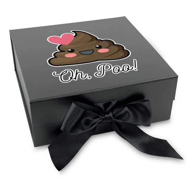 Custom Poop Emoji Gift Box with Magnetic Lid - Black (Personalized)