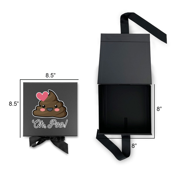 Poop Emoji Gift Boxes with Magnetic Lid - Black - Open & Closed