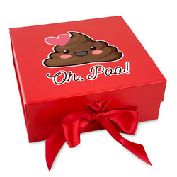 Poop Emoji Gift Box with Magnetic Lid - Red (Personalized)