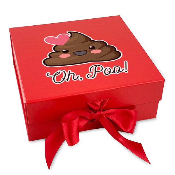 Custom Poop Emoji Gift Box with Magnetic Lid - Red (Personalized)