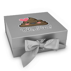Poop Emoji Gift Box with Magnetic Lid - Silver (Personalized)