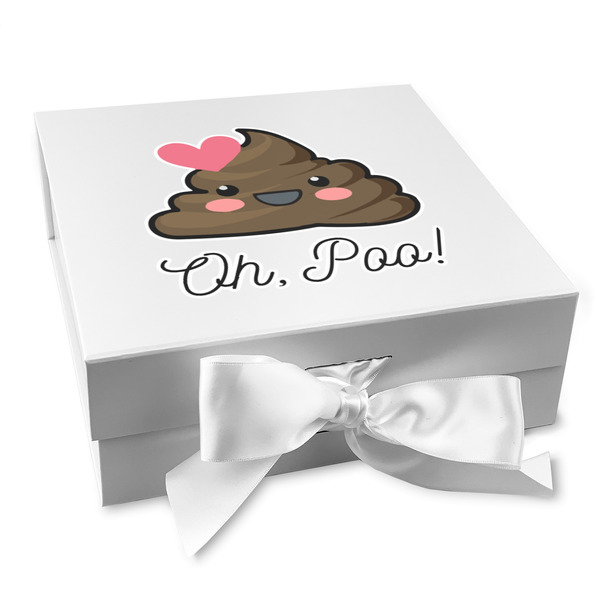 Custom Poop Emoji Gift Box with Magnetic Lid - White (Personalized)