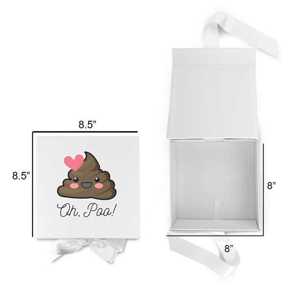 Poop Emoji Gift Boxes with Magnetic Lid - White - Open & Closed