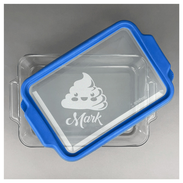 Poop Emoji Glass Baking Dish - FRONT w/ LID (13x9)