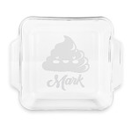 Poop Emoji Glass Cake Dish with Truefit Lid - 8in x 8in (Personalized)