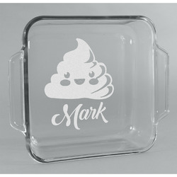 Poop Emoji Glass Cake Dish - 8in x 8in (Personalized)