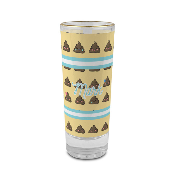 Custom Poop Emoji 2 oz Shot Glass - Glass with Gold Rim (Personalized)