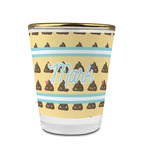Poop Emoji Glass Shot Glass - 1.5 oz - with Gold Rim - Single (Personalized)