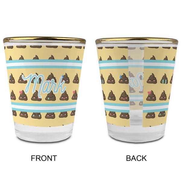 Poop Emoji Glass Shot Glass - with gold rim - APPROVAL
