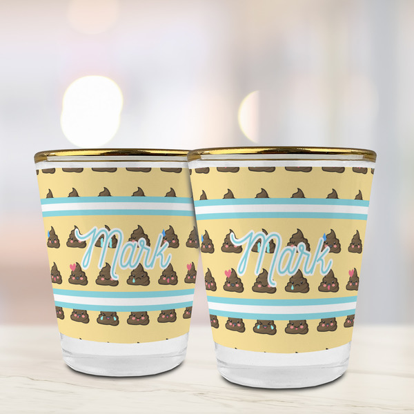 Poop Emoji Glass Shot Glass - with gold rim - LIFESTYLE