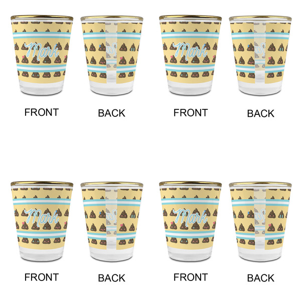 Poop Emoji Glass Shot Glass - with gold rim - Set of 4 - APPROVAL