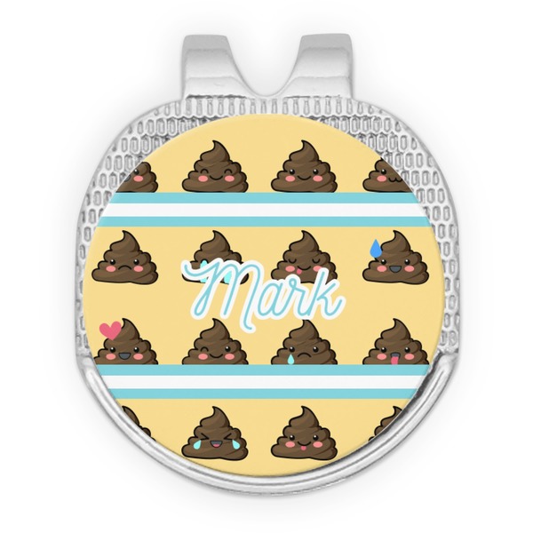 Custom Poop Emoji Golf Ball Marker - Hat Clip - Silver