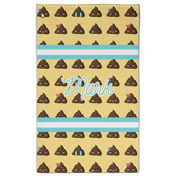 Custom Poop Emoji Golf Towel - Poly-Cotton Blend - Large w/ Name or Text