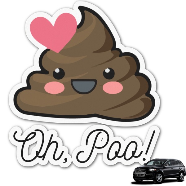 Custom Poop Emoji Graphic Car Decal (Personalized)