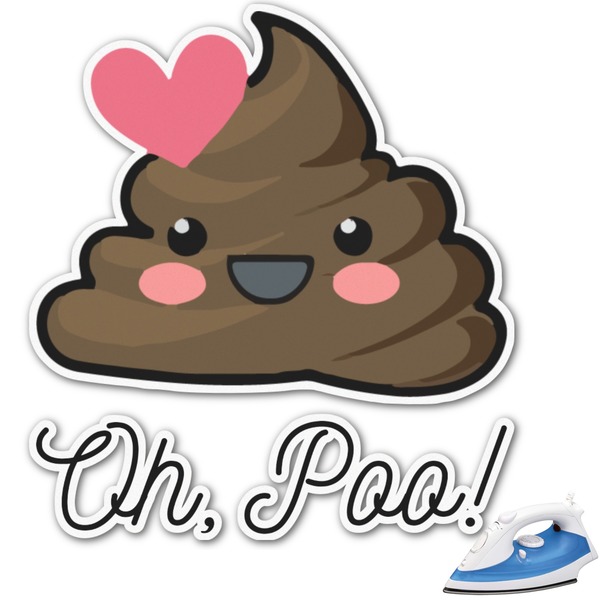 Custom Poop Emoji Graphic Iron On Transfer - Up to 15"x15" (Personalized)