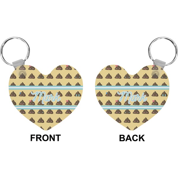 Poop Emoji Heart Keychain (Front + Back)