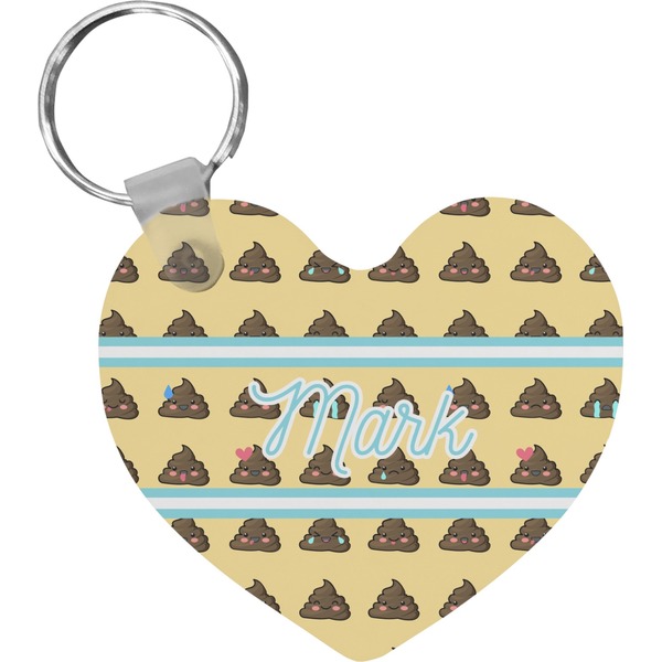 Custom Poop Emoji Heart Plastic Keychain w/ Name or Text