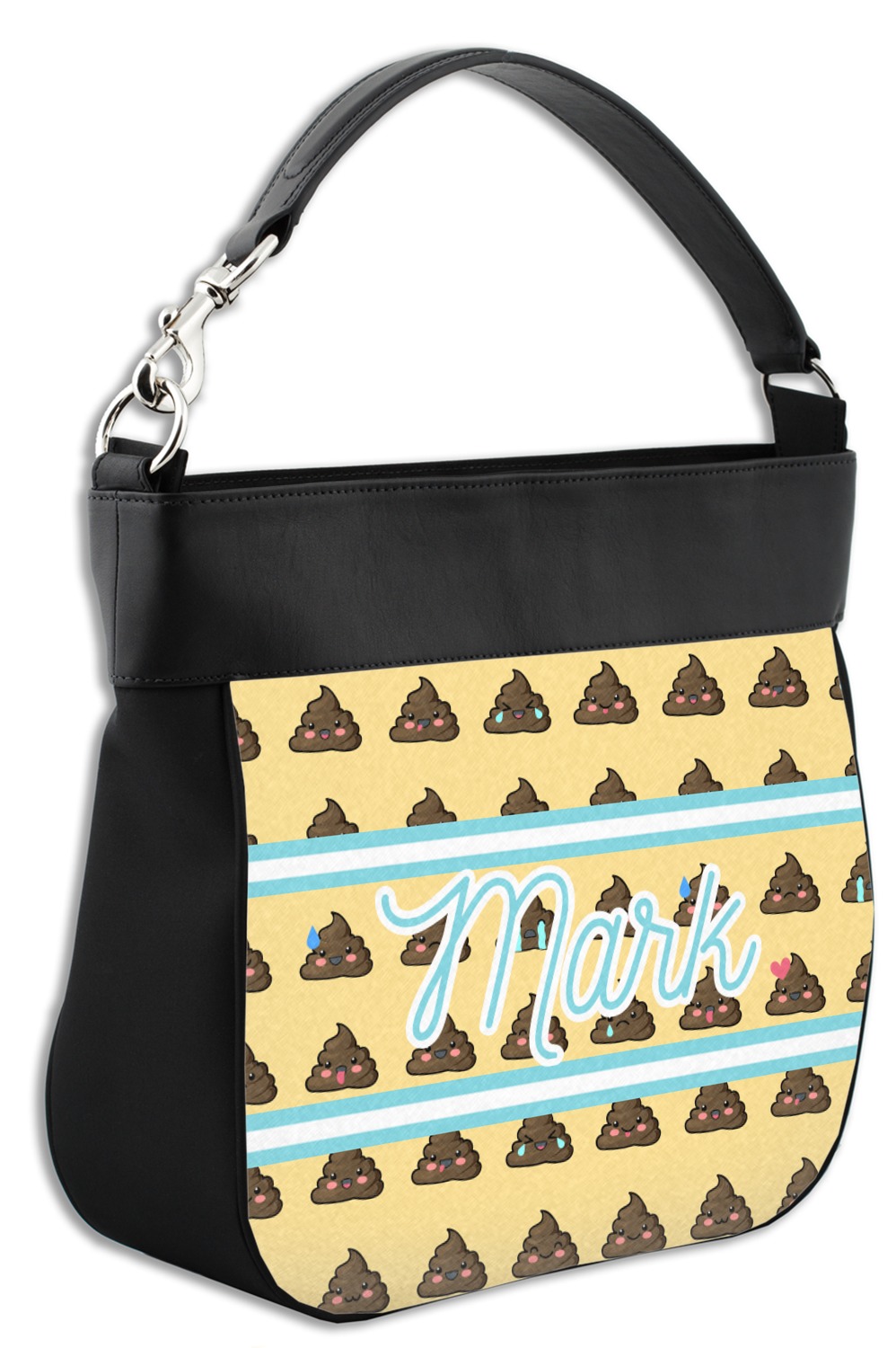 Poop Emoji Hobo Purse w/ Genuine Leather Trim w/ Name or Text