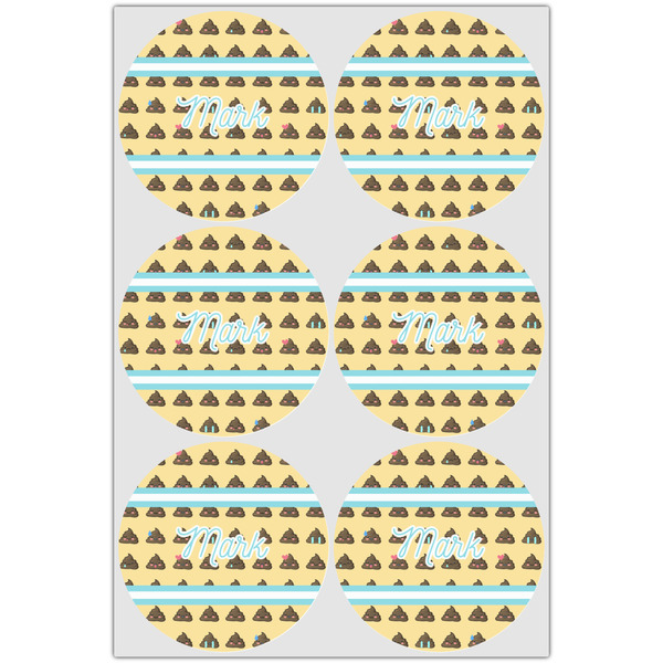 Poop Emoji Icing Circle - Large - Set of 6