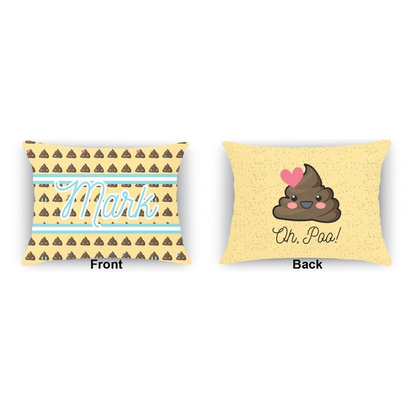 Poop Emoji Indoor Rectangular Burlap Pillow (Front and Back)