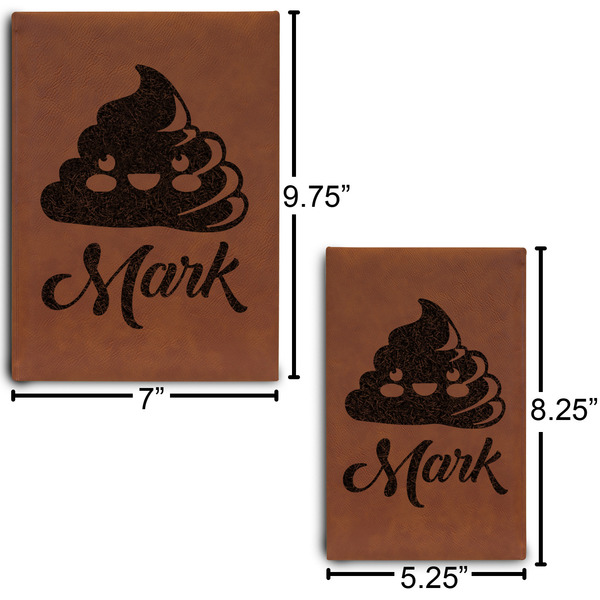 Poop Emoji Journal Size Comparisons w/ Dimensions
