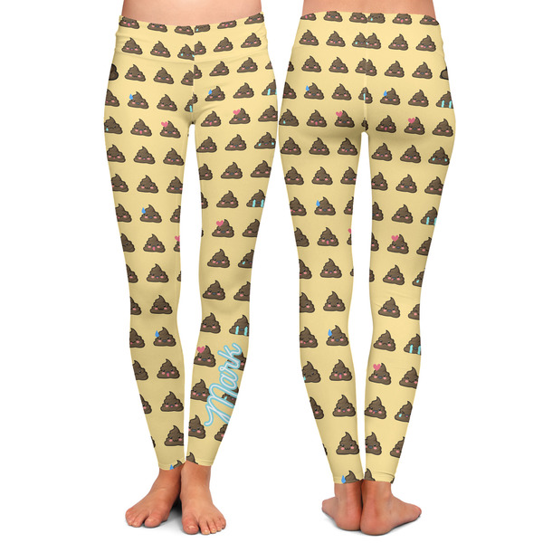 Poop Emoji Ladies Leggings - Front and Back
